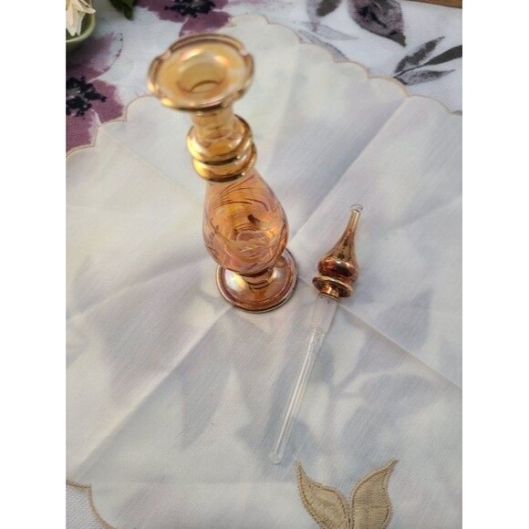 Vintage Amber Glass Perfume Bottle w/ Stopper #Boho #Egyptian #Antique - Picture 2 of 6